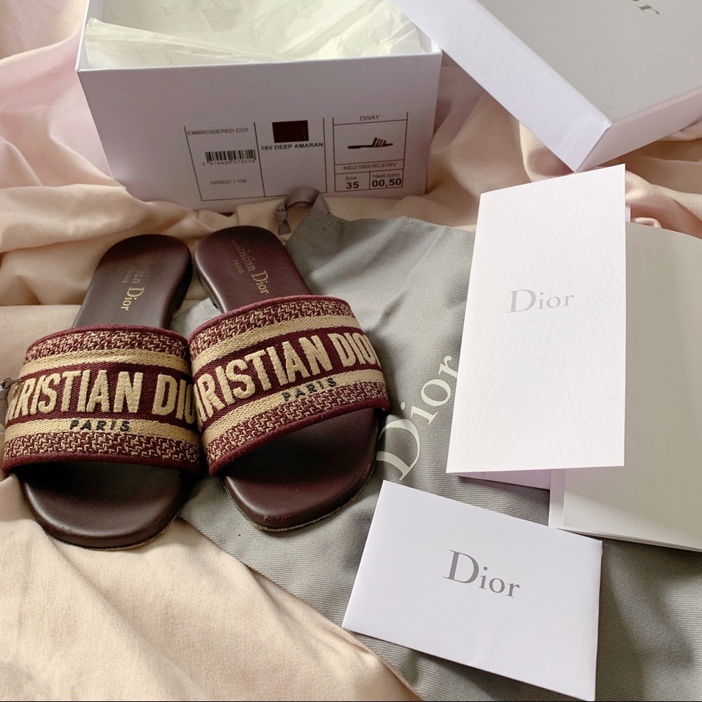 DIOR Dway Embroidery Mules Sandals Size 5